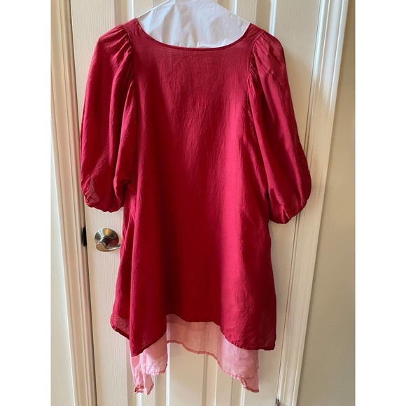 Shark Bite Hem XL Tunic Scoop Neck Balloon Sleeves Pockets - Picture 5 of 5